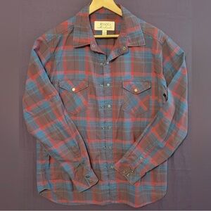 Ryan Men's Casual Plaid Button Down Shirt - Blue and Red